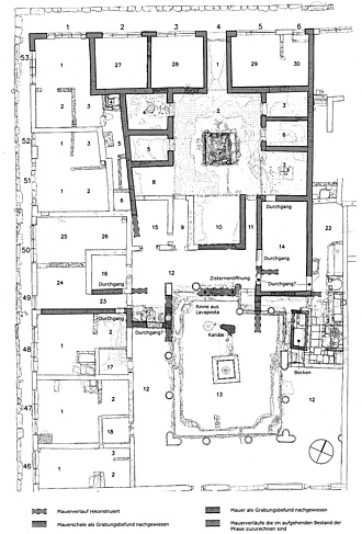 Floor plan of the Casa dei Postumii including the investigation results (Graph Dickmann, Pirson)
